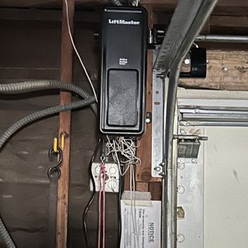 Glory Garage Door Services - New Liftmaster opener, with additional piece of wood added for mounting. Outlet placement was fine. - Garage Door Services Near Me - Brea, California Glory Garage Door Services - New Liftmaster opener, with additional piece of wood added for mounting. Outlet placement was fine. - Garage Door Services Near Me - Brea, California