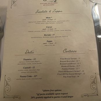 Cu Gino - Menu - Sicilian Near Me - Lafayette, Louisiana