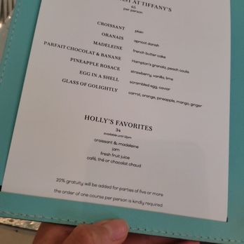 Tiffany's Blue Box Cafe - Breakfast at Tiffany's menu - Tea Rooms Near Me - New York, New York