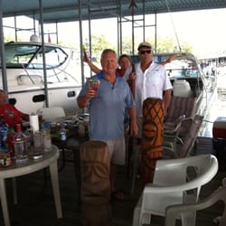 Ted's Tiki Bar - Teds Tiki bar proprietor at Sunday morning opening with his able assistant!