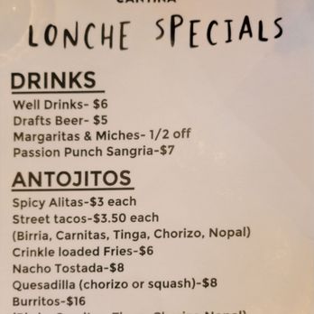 El Barrio Cantina - Lunch Happy Hour...from open to 5:30pm. There is no actual lunch menu. - Mexican Near Me - Long Beach, California