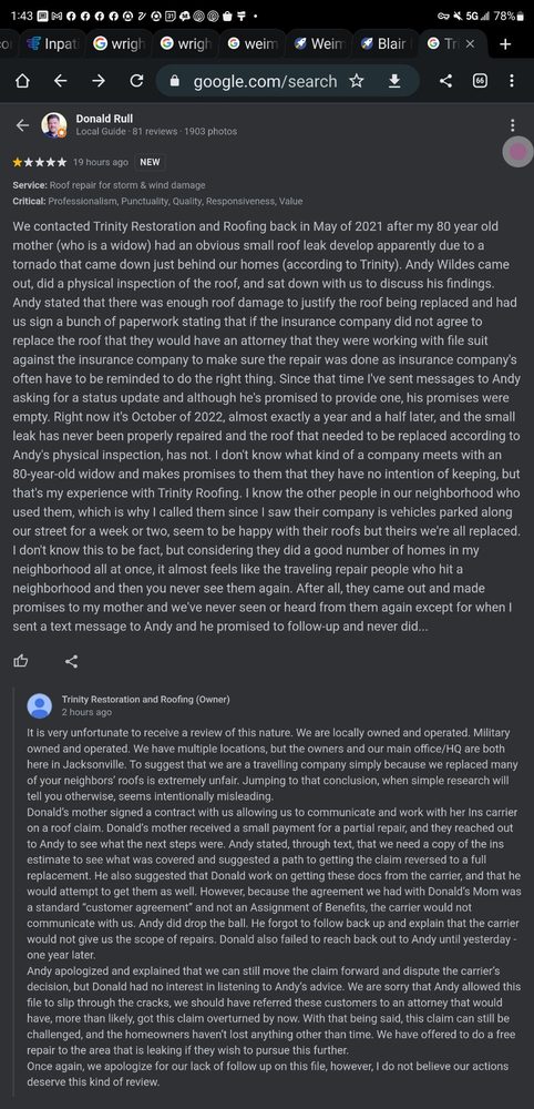 Slide of Trinity Restoration & Roofing