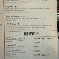 The Street Eatery - Their Streetshake and Milkshake menu.