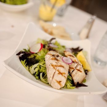 Hawaii Calls Restaurant - J.A. Farms Seed to Table salad, with "Fresh Catch" (Mahi Mahi) protein add-on - Seafood Near Me - Waikoloa, Hawaii Hawaii Calls Restaurant - J.A. Farms Seed to Table salad, with "Fresh Catch" (Mahi Mahi) protein add-on - Seafood Near Me - Waikoloa, Hawaii