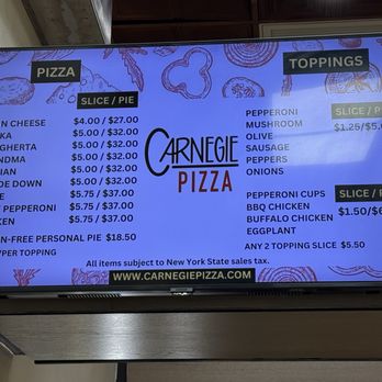 Carnegie Pizza - Menu - Pizza Near Me - New York, New York
