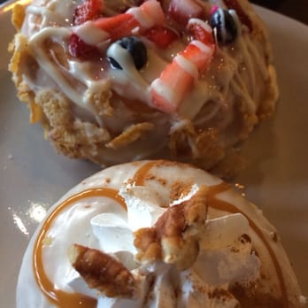 Mojo Donuts - Pumpkin pie (front) and Deco Drive with White chocolate (back) - Donuts Near Me - Pembroke Pines, Florida Mojo Donuts - Pumpkin pie (front) and Deco Drive with White chocolate (back) - Donuts Near Me - Pembroke Pines, Florida