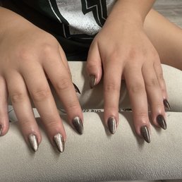 Shang nail salon brown cat eye nails Shang nail salon brown cat eye nails