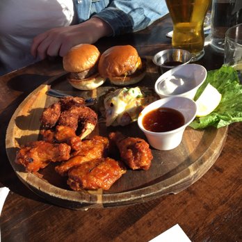 Eddieo's Pourhouse and Kitchen - Tapas platter - we selected the sliders, wings, pierogies, and shrimp. - Salad Near Me - Milton, Ontario