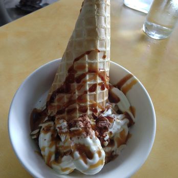 Dashi - Soft serve, Spanish style with almonds, caramel, cookies, and topped off with a waffle cone. Big enough for two to share. - Food Trucks Near Me - North Charleston, South Carolina Dashi - Soft serve, Spanish style with almonds, caramel, cookies, and topped off with a waffle cone. Big enough for two to share. - Food Trucks Near Me - North Charleston, South Carolina