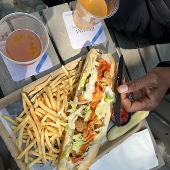 Big Sur Taphouse - Po Boy (Plastic knife for size reference) Huge and tasty! - Pubs Near Me - Big Sur, California Big Sur Taphouse - Po Boy (Plastic knife for size reference) Huge and tasty! - Pubs Near Me - Big Sur, California