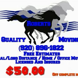 Roberts Quality Moving - Our standard discount of $50.oo off your complete move