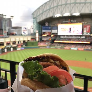 Shake Shack - Shack Stack on a beautiful day with the roof down in Minute Maid. - Burgers Near Me - Houston, Texas Shake Shack - Shack Stack on a beautiful day with the roof down in Minute Maid. - Burgers Near Me - Houston, Texas