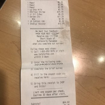 IHOP - Our receipt - American Near Me - Tukwila, Washington IHOP - Our receipt - American Near Me - Tukwila, Washington