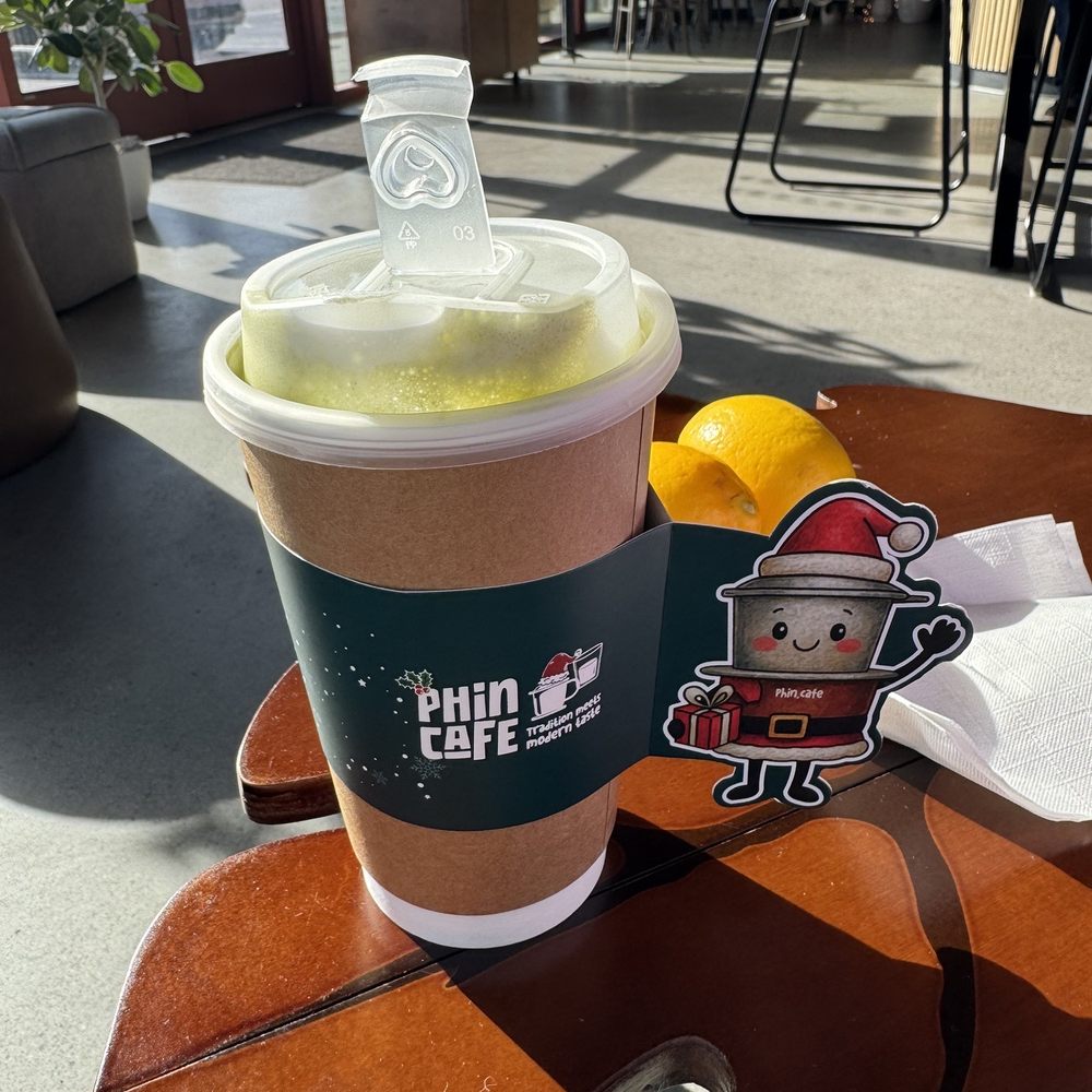 Phin Cafe - White matcha with a cute Christmas drink sleeve! - Coffee Roasteries Near Me - Campbell, California Phin Cafe - White matcha with a cute Christmas drink sleeve! - Coffee Roasteries Near Me - Campbell, California