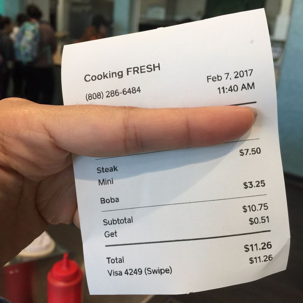 Michi's - Receipt steak mini $7.50 and Lilikoi (popping) boba $3.25 - Caterers Near Me Michi's - Receipt steak mini $7.50 and Lilikoi (popping) boba $3.25 - Caterers Near Me