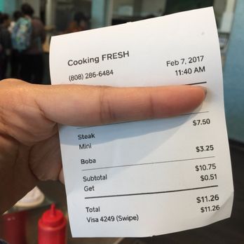 Michi's - Receipt steak mini $7.50 and Lilikoi (popping) boba $3.25 - Caterers Near Me Michi's - Receipt steak mini $7.50 and Lilikoi (popping) boba $3.25 - Caterers Near Me