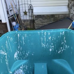 J & J Inc Trash Service - The J&J container as it was delivered to me. Previous customer must have used the container to dispose of white paint in.