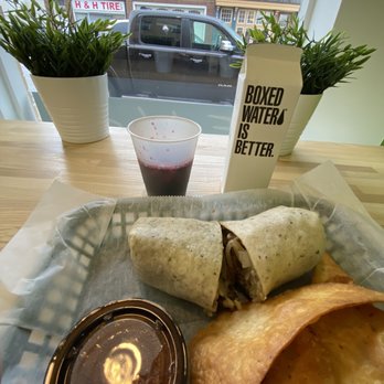 Chive - Adobo steak wrap with Chicha Morada tea - Salad Near Me - Ellwood City, Pennsylvania Chive - Adobo steak wrap with Chicha Morada tea - Salad Near Me - Ellwood City, Pennsylvania