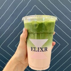 Elixr Coffee - Strawberry Oat Latte - Iced with matcha