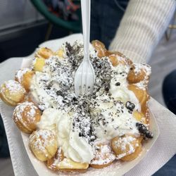 Boba Tea & Snow Ice House - Oreo bubble waffle with whipped cream & powdered sugar
