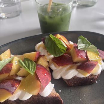 Chicatanas - Whipped Ricotta with Peaches, Basil & honey on toast - Coffee Roasteries Near Me - Hillsboro, Oregon