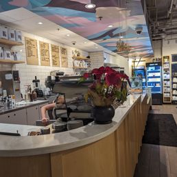 the interior of a coffee shop