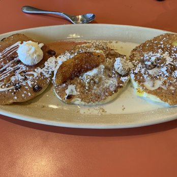 Snooze, an A.M. Eatery - White chocolate strawberry Mascarpone on the left, peach in the middle, pineapple upside down on right. - Breakfast & Brunch Near Me - Westminster, Colorado Snooze, an A.M. Eatery - White chocolate strawberry Mascarpone on the left, peach in the middle, pineapple upside down on right. - Breakfast & Brunch Near Me - Westminster, Colorado