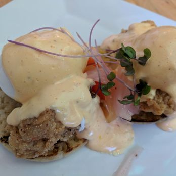 The Noble South - Fried Oysters Benedict. - New American Near Me - Mobile, Alabama The Noble South - Fried Oysters Benedict. - New American Near Me - Mobile, Alabama
