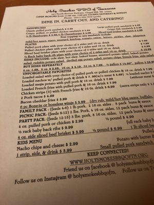 Menu photo 3 Holy Smokes BBQ of TN Chapel Hill, TN