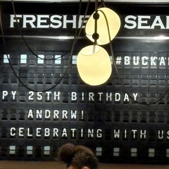 Buck & Rider - They misspelled his name on their birthday board. - Seafood Near Me - Phoenix, Arizona