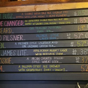 Fonta Flora Brewery - a menu on a blackboard - Breweries Near Me - Morganton, North Carolina