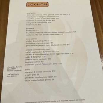 Cochon RESTAURANT - Food menu - Cajun/Creole Near Me - New Orleans, Louisiana