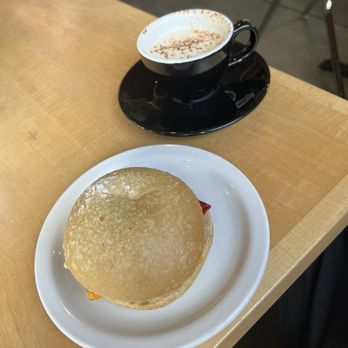 Jet Black Coffee - (Bad photo) A satisfying vegan breakfast sandwich and yummy spicy chai. - Coffee & Tea Near Me - Portland, Oregon