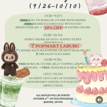 Mori’s - Mori's post about One Year Anniversary Event - Coffee & Tea Near Me - Irvine, California Mori’s - Mori's post about One Year Anniversary Event - Coffee & Tea Near Me - Irvine, California