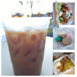 Yelp Booth @ Eat The Street Mililani - Kona Coffee cream soda, crab cake po'boy, macarons, Elena's lechon special!