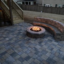 Outdoor Landscape Transformation - Paver Patio with fire pit