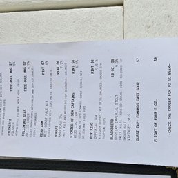 Beer menu Beer menu