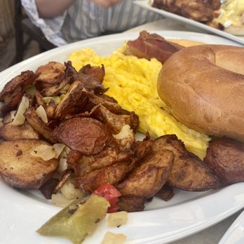 The Dune Deck Cafe - Omelet with bacon, potatoes and bagel - Breakfast & Brunch Near Me - Lantana, Florida The Dune Deck Cafe - Omelet with bacon, potatoes and bagel - Breakfast & Brunch Near Me - Lantana, Florida