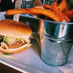 El Furniture Warehouse - London - Mushroom Swiss Burger and Yam Fries