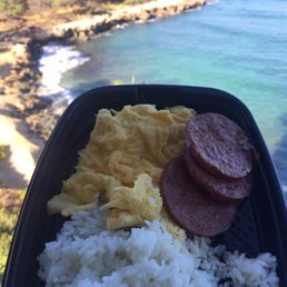 Portuguese sausage, eggs, and rice (with aloha shoyu packet) Portuguese sausage, eggs, and rice (with aloha shoyu packet)
