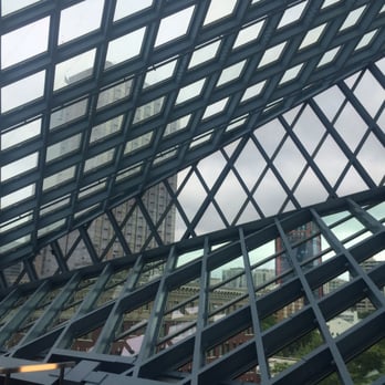 Seattle Public Library - Central Library - Picture taken at floor 10, the top of the building. Don't miss the view. - Libraries Near Me - Seattle, Washington