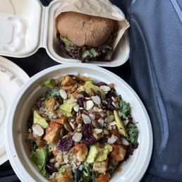 Cali Tempeh Power Bowl double patty junior burger