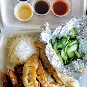 Teriyaki Plus - Spicy Chicken Teriyaki Lunch Special w/ Gyoza & Cucumber Salad - Japanese Near Me - Kirkland, Washington Teriyaki Plus - Spicy Chicken Teriyaki Lunch Special w/ Gyoza & Cucumber Salad - Japanese Near Me - Kirkland, Washington