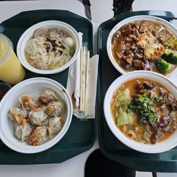 classic soup noodle combo on left, braised noodle rolls and shacha beef noodles on right classic soup noodle combo on left, braised noodle rolls and shacha beef noodles on right
