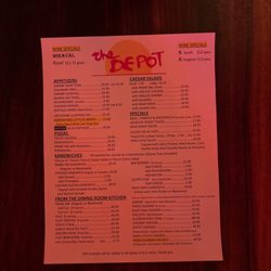 The Depot Bar & Restaurant - Menu
