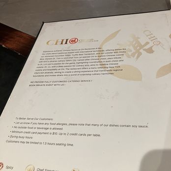 Chi Restaurant & Bar - Menu - Szechuan Near Me - New York, New York