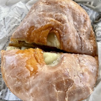 Kane's Donuts-Rt. 1 - Breakfast sandwich (sausage + bacon on donut) - Donuts Near Me - Saugus, Massachusetts