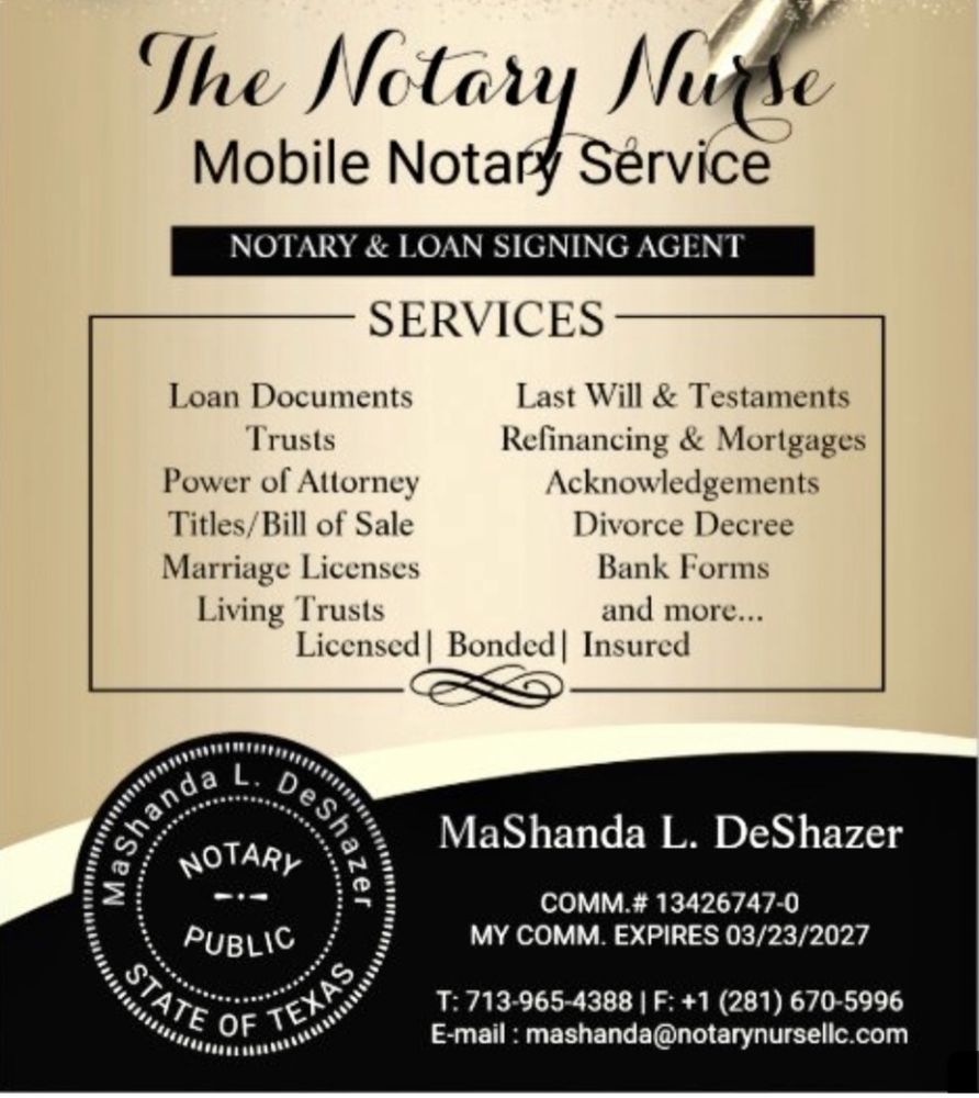 THE NOTARY NURSE 14 Photos Pearland, Texas Notaries Phone