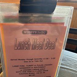 Woody's Bar-B-Q - Lunch meal menu