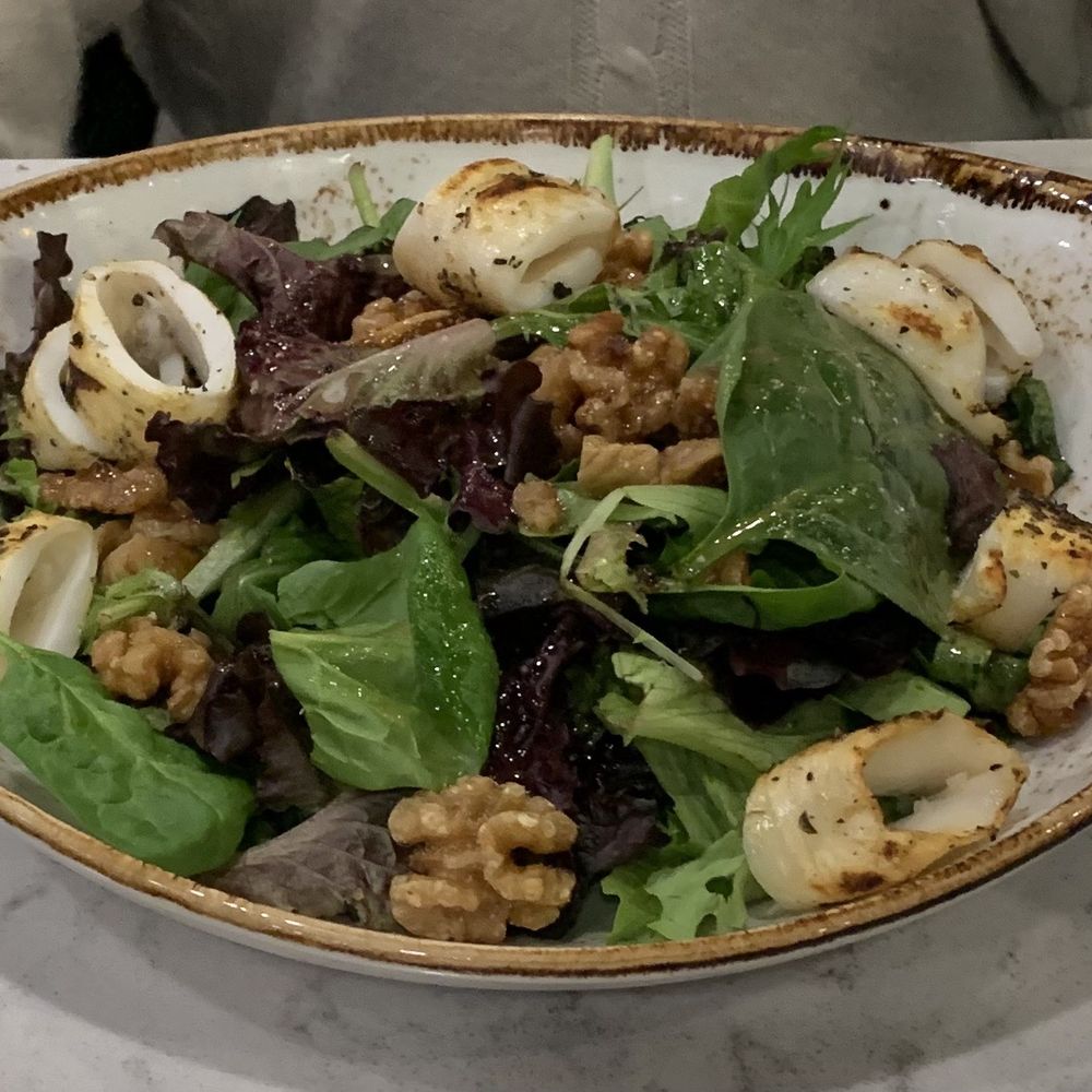Mezes - Rodos salad (with Calamari ) - Mediterranean Near Me - Toronto, Ontario Mezes - Rodos salad (with Calamari ) - Mediterranean Near Me - Toronto, Ontario